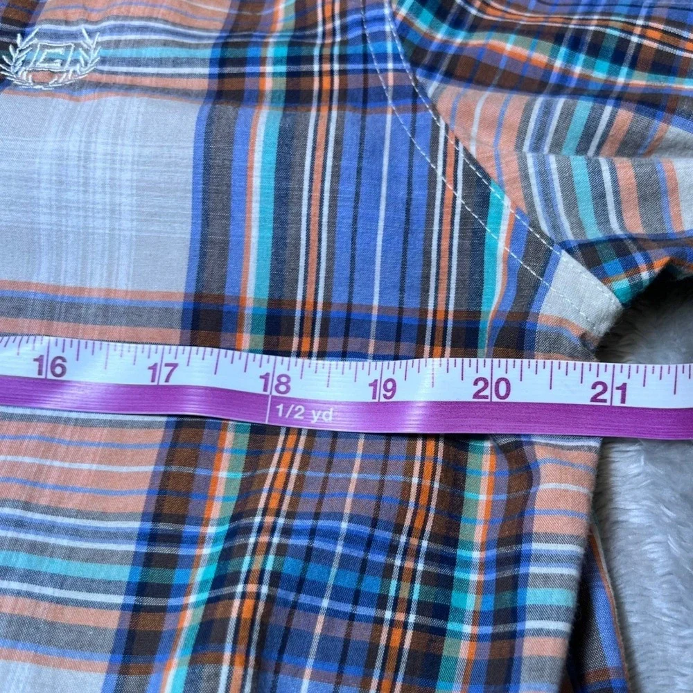Chaps Mens Size Medum Custom Fit Shirt Plaid Long Sleeve Business Casual Preppy